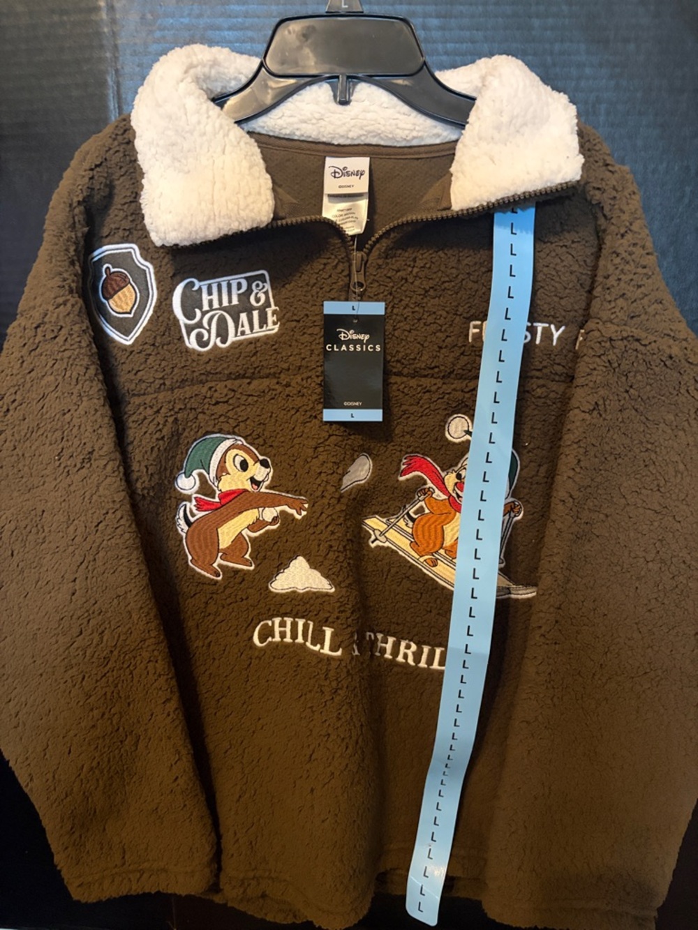 Disney Brown Sherpa Jacket with Chip & Dale Embroidery